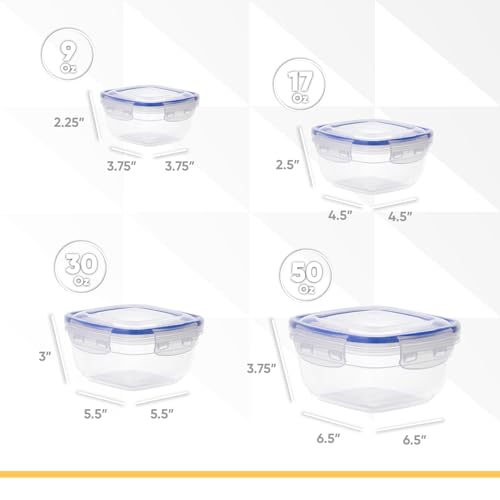 Image of Superio Plastic Food Storage Container Set, BPA Free, Sealed Containers with Airtight Lids for Pnatry, Cupboard, and Fridge- Microwave and Dishwasher Safe (10) (4 Pack)