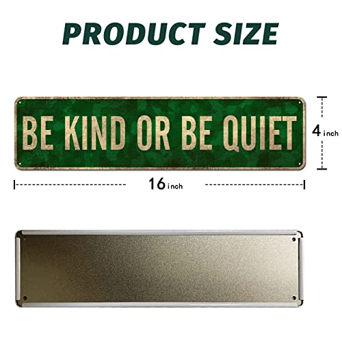 Civotil Inspirational Quotes Wall Décor - Rustic Tin Signs For Country Farm Living - Be Kind Or Be Quiet (4" X 16") #TOP1