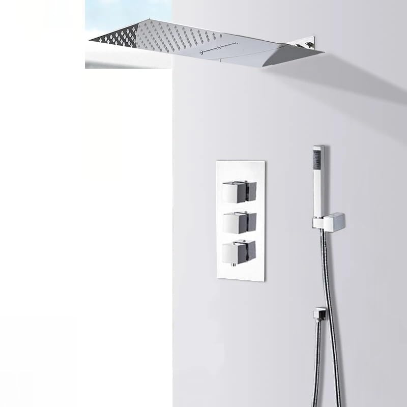 Ensemble de douche thermostatique en laiton avec effet pluie et cascade pour salle de bain