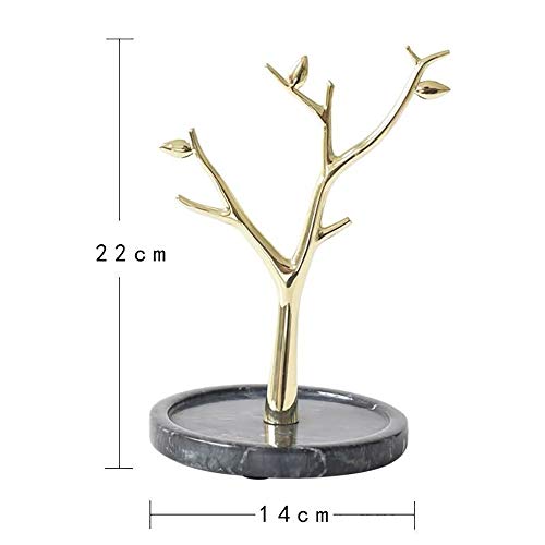 GAL Exquisito Nórdico De Mármol del Marco Joyería Rueda del Poder De Almacenamiento En Rack Collar del Hogar Joyería Exhibe La Suspensión 14 * 22cm (Color : Black)