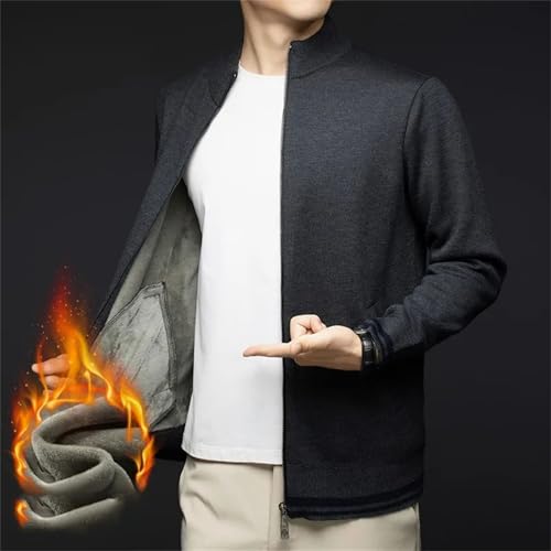 Mens Thickened Solid Cardigan Casual Zipper Cotton Winter Sweaters Fashion Basic Cardigans4