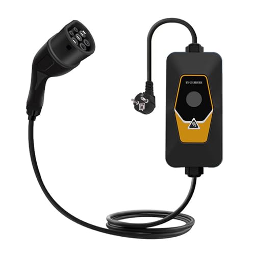 Tbest Cargador Portátil EV Tipo 2, Cable de 16,40 Pies, Estación de Carga de Corriente Ajustable para Vehículo Eléctrico para un Uso Fácil (Enchufe de la UE)