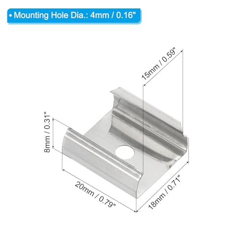 Image of PATIKIL LED Strip Clips, 60pcs Stainless Steel Mounting Brackets Fixing Clip Clamp Support Holder with Screws for 18mm to 19mm LED Strip Lighting Cable