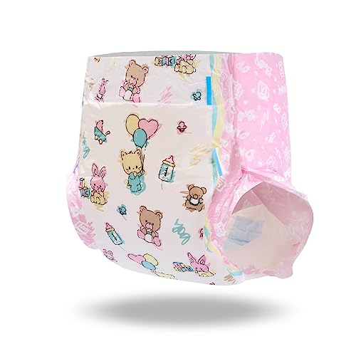 LittleForBig Adult Diaper, Unisex, Animal Print, Pink Baby Cuties, Size XL, 1 Count, Disposable, Fabric, 1E+1 count