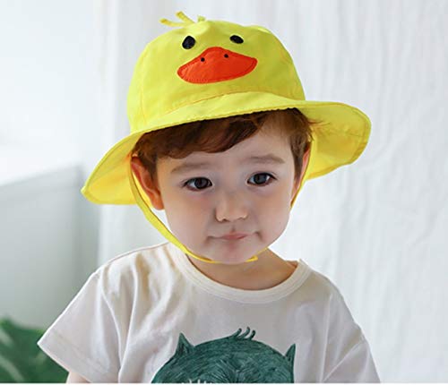 Baby Kids Cartoon Summer Sun Hat Uv Protection Beach Bucket Hat W/Chin Strap Duck 6-12 Months #TOP1