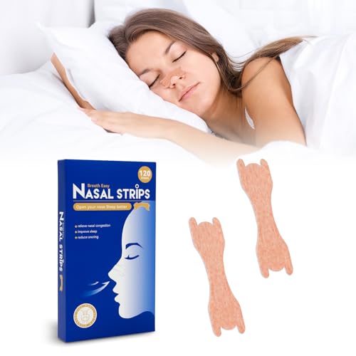 Robofun Cerotti Nasali 120 Pezzi, Cerotti Nasali Antirussamento, Migliore Respirazione, Sonno Cerottini Nasali, Alleviare la Congestione Nasale Dovuta a Raffreddore e Allergie