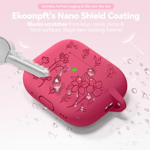 Image of for Airpods Pro 3 Case, Flower Engraved Case Cover Compatible with AirPods Pro 3rd Generation 2025, Soft Silicone Cases with Cute Keychain & Cleaner for Women Girly, Shockproof