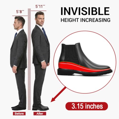 Image of CHAMARIPA Men's Invisible Height Increasing Boots - 3.15 inch Taller | Premium Calfskin Upper, Elastic Side Panels For Easy Slip-On, Suitable For Office Work & Daily Occasions