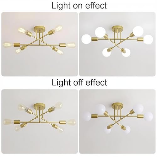 Image of ELEPHANTBOAT 6-Light Ceiling Light for Living Room, Modern Metal Chandelier Light Fixture, Pendant Lights for Ceiling, Without E27 Bulb