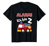 Alarm! Ich bin 2 Feuerwehrauto Geburtstagsshirt 2 Jahre für Jungen und Mädchen. Tolles Geschenk für zweijährige Geburtstagskinder. Lustiges Geburtstagsgeschenk für Deinen Sohn als Outfit für seine Geburtstagsfeier oder den Kindergarten.