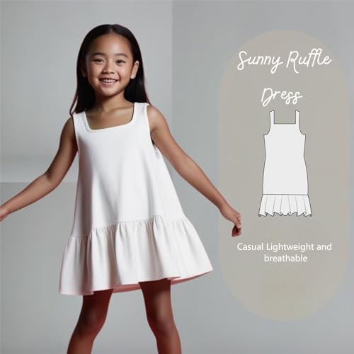 JISISANG Girls Sleeveless Strap Dress Lightweight and Breathable Casual Minidress 2-142