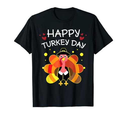 Happy Turkey Day Citazione Carino Ringraziamento Turchia Pellegrino regalo Maglietta