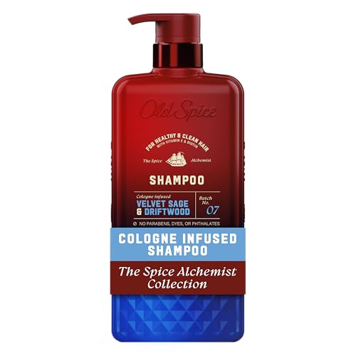 Old Spice Mens Shampoo, The Spice Alchemist Collection, 24/7 Cologne-Infused Velvet Sage & Driftwood Scent, Free of Parabens & Phthalates, 21.9 fl oz