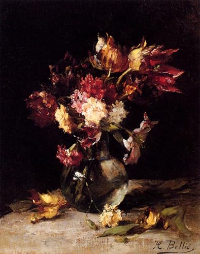 Affiche nature morte de tulipes vase Hubert Bellis salon chaleureux
