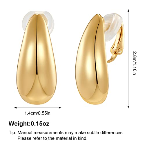 Nepuloy Teardrop Clip On Earrings Gold Drop Clip Earrings For Women Drop Dangle Earrings Fashion Jewelry Gifts For Women #TOP3