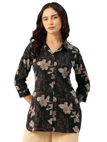 Image of feranoid Classic Collared Cotton Shirt with 3 /4 Sleeve for a Timeless Casual Look