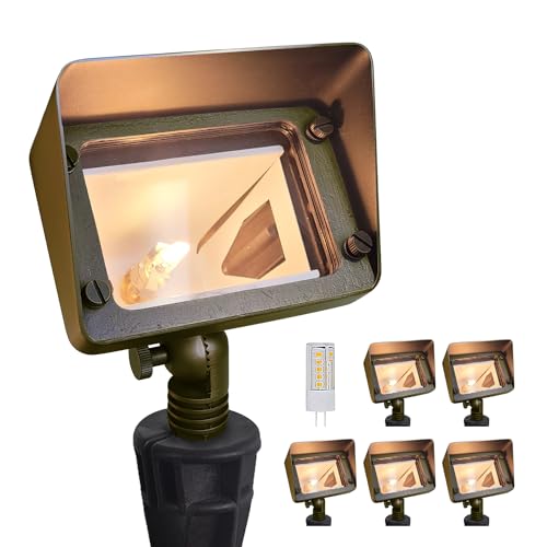 COLOER Brass 6-Pack 12V LED Flood Lights, 2700K