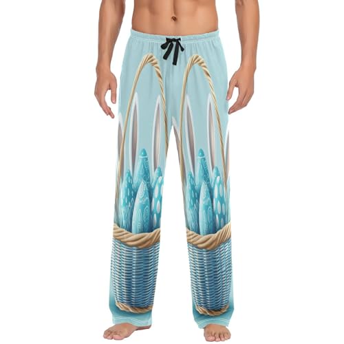 ALAZA Men's Eggs in A Basket Beautiful Bunny Ears Sleep Pajama Pant