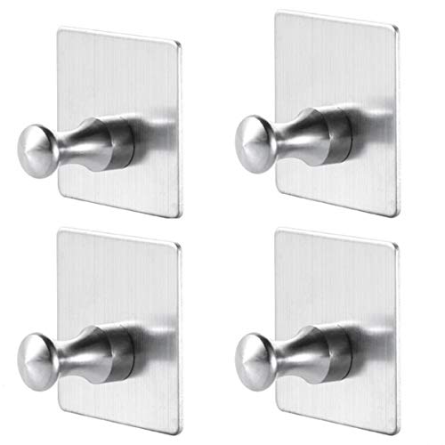 SidiOutil Adhesive Hooks Heavy Duty Wall Hooks Waterproof Stainless Steel Hooks for Hanging Coat, Hat,Towel Robe Hook Rack Wall Mount- Bathroom and Bedroom