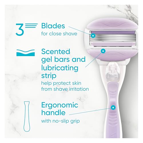 Gillette Venus 2-in-1 Razor with Built-in Shave Gel, Metallic, 2 Blades, Women's Razor