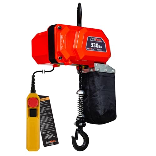 Prowinch Electric Chain Hoist 110V 330lb Lifting Capacity Single Speed Mini Hoist Lift 10ft G80 Chain with Wired Remote Control