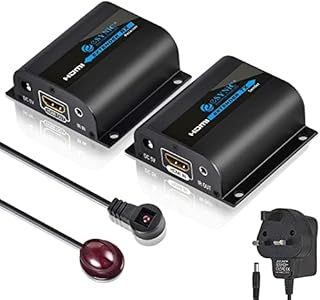 eSynic Professional HDMI Extender POC 1080P HDMI Extender Splitter 60m HDMI Transmitter and Receiver HDMI Extender With IR Using Cat 6 Cat 7 Ethernet Cable for PS3 PS4 Satellite Box etc