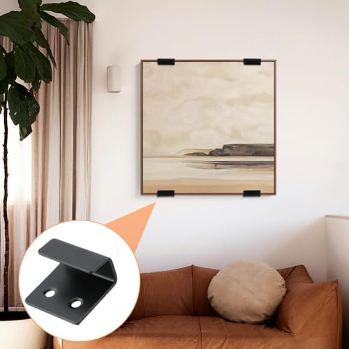 Image of 10 pcs Tile Wall Hangers, Stainless Steel U-Shaped Wall Brackets with 20 Screws+20 Expansion Tubes+1 Storage Bag, Billboard Holder Brackets for Mirrors, Picture Frame(Black)