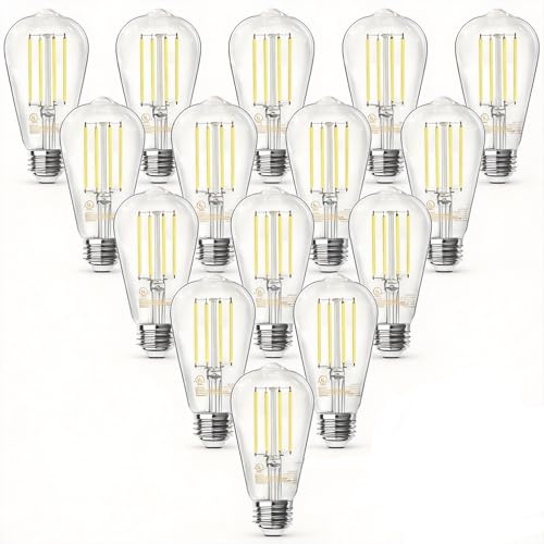 Image of TJOY 20 Pack E26 Base Vintage LED Edison Light Bulbs, 60W Equivalent, Dimmable, 5000K Daylight White, 8W ST58 LED Filament Bulbs, 800Lumens, CRI80+, Antique Glass Style for Home, Bedroom, Farmhouse