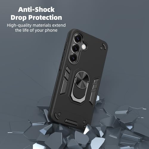Image of NDCOM Premium Samsung S25 Back Cover | Enhanced Protection Case with Ring Holder |& Anti-Slip | BLACK