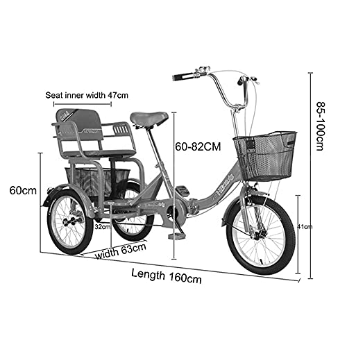 Adult Dreirad Tricycle Folding Tricycles Single Speed Hybrid 16 Zoll Adults Trikes 1 Geschwindigkeit mit Einkaufen Korb für Senioren Frauen Männer für Erholung Einkaufen Picknicks Übung Rot – Bild 3
