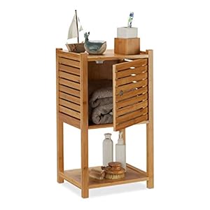 Relaxdays badkamerkast bamboe, 2 etages & 1 vak, badkamer & keuken, smal, badkamermeubel HBD 62.5 x 35 x 29 cm, naturel