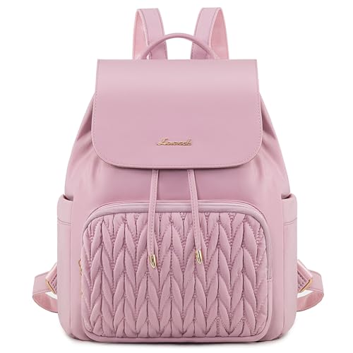 Image of LOVEVOOK Rucksack Bag for Women Small Fashion Backpack for Ladies Lightweight Handbag School Bags for Girls Anti-theft Mini Cute Daypack for Uni Work Travel, Pink