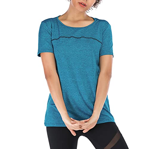 lifcasual Camiseta feminina manga curta para ioga, secagem rápida, corrida, treino, camiseta esporti