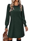 Zeagoo Womens Knitted Dress for Fall Casual Midi Dresses for Women 2025 Church Dress with Pockets, Deep Green L