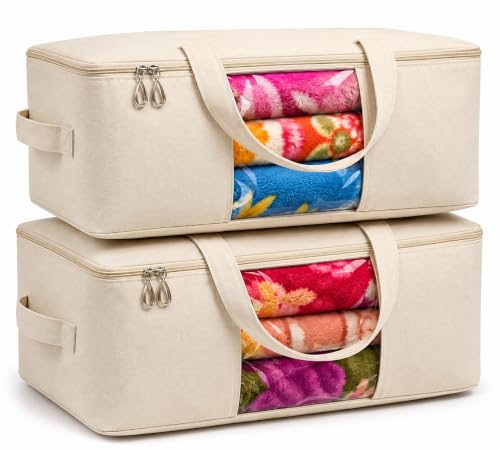 Image of Dustproof PVC Clothes Storage Bags | Foldable Saree & Suit Organizer with Zip | Transparent Wardrobe Organiser for Garments, Blankets, Sweaters (Canvas XXXL)