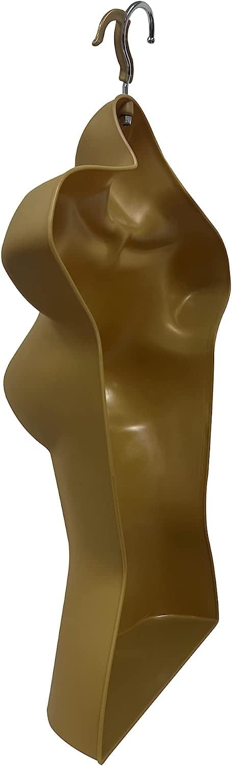 DisplayTown Bronze Male + Bronze Female Mannequin Injection Forms Half Rounded Waist Body Torso Dress Form with Only Hanging Hook, S-M Sizes