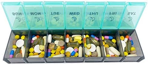 Miniatura 7 de Mossime Pastillero diario grande XL 2 veces al día, pastillero extra de 7 días a la mañana, soporte semanal de vitaminas día noche, organizador de