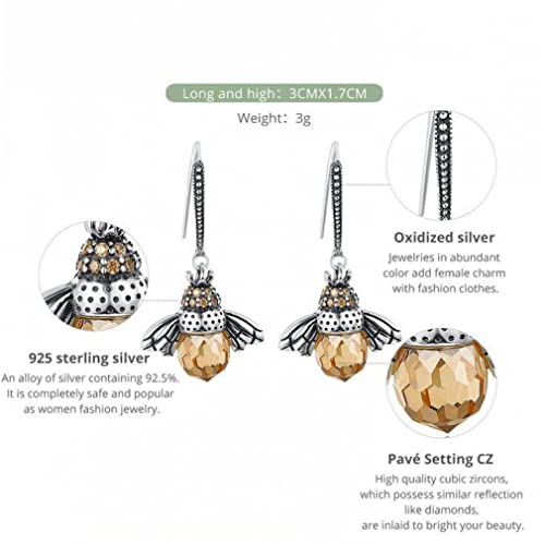 Boucles d'oreilles abeille orange pendantes pour femmes en bijoux fins - 2