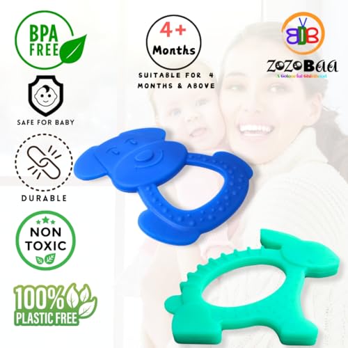 Image of Cute Shape Soft Silicone Teether for Baby Gums, Teething Toys for Babies, BPA Free, Pain-Relief, Non-Toxic, 100% Food Grade, Soothing, Easy to Grasp Chewable - Dog Rabbit (Pack of 2)