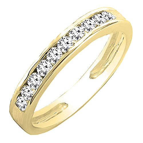 DazzlingRock Collection Alianza de boda apilable de oro de 14 quilates de 0,35 quilates (quilates) con diamantes redondos cultivados en laboratorio, 1/3 quilates, Diamante cultivado en laboratorio,
