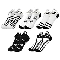 Initlove Ankle Socks for Womens 5 Pairs Low Cut No Show Socks Zebra
