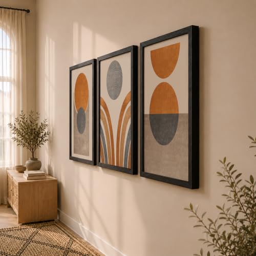 Image of NoWorries Retro Wall Art Decor Paintings | Set of 3 Minimalist Wall Art Frames for Home Decoration | Perfect for Living Room, Bedroom & Office (Art-8, 21x31inch)