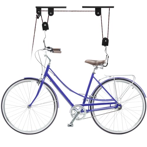 PrimeMatik - Soporte para Colgar Bicicletas del Techo Mediante poleas y Cuerdas