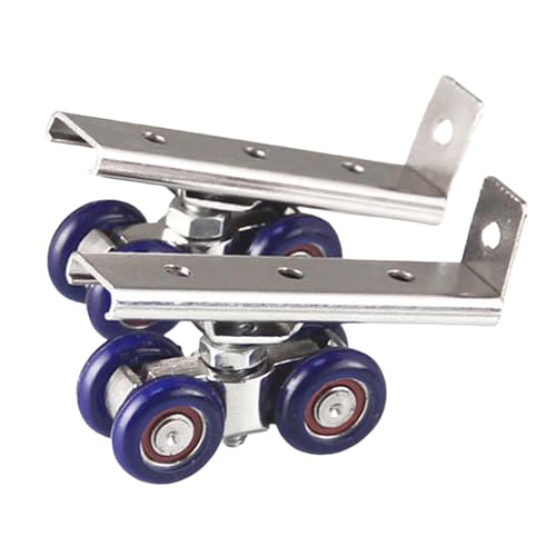 rongweiwang Schiebetür Rollenschienen Set, einfache Montage, 4 Rollen Schwerlastlösung für Badezimmertüren im Innenbereich, Schrankrollen, Rollenschienen, Seilzug für Badezimmer