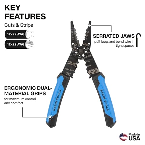 image for Klein Tools 1025 Long Nose Multi-Purpose Wire Stripper, Made in USA Pr