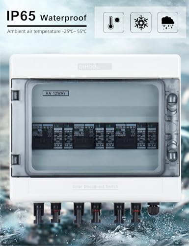 DIHOOL DC überspannungsschutz PV 3 Strings Solar Anschlusskasten für 3 * 500W Solarmodule Balkonkraftwerk, 25A DC Trennschalter PV Anlage