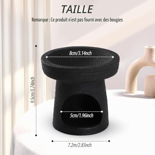 Bighan Brûleurs Parfumé Céramique Noir Mat, Brûleur Huile Essentielle pour Décoration Maison Méditation Brûleurs Type de Coupe à Vin – vue 2