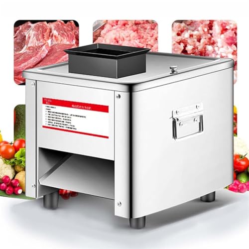 Cortadora de carne eléctrica, 850 W, cortadora comercial, ralladora de acero inoxidable para carne de res, pollo y cordero, cuchilla ajustable, alto rendimiento para uso en cocinas de restaurantes.