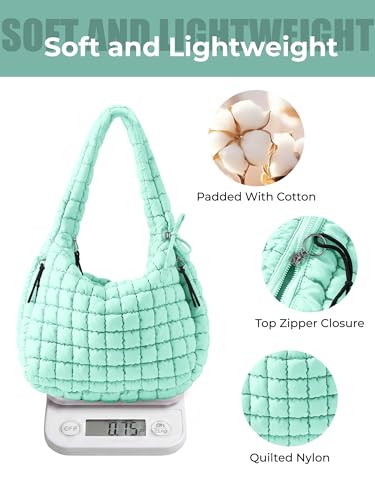 Image of Puffer Quilted Tote Bag for Women Nylon Crossbody Bags Puffy Purse Hobo Large Shoulder Bag Trendy