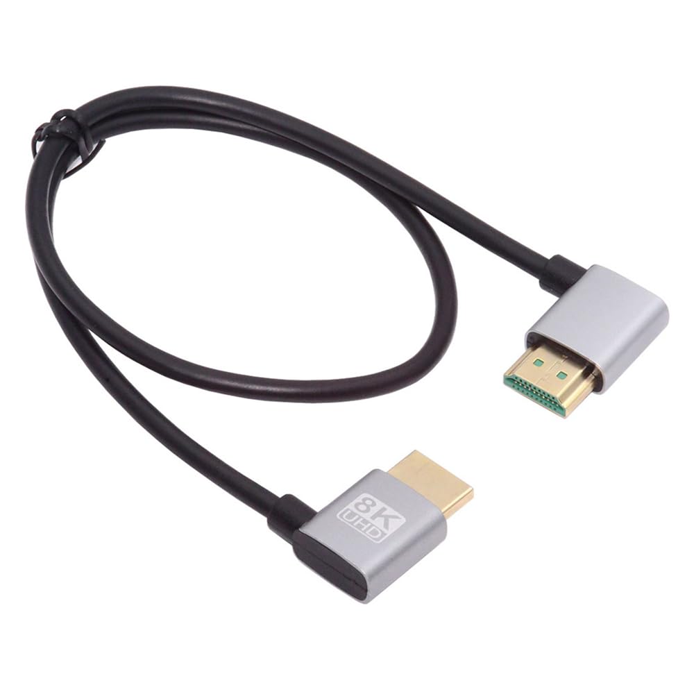 NFHK HDMI 2.1 Ultra Thin HDTV Cable 8K 4K Hyper Super Flexible Slim Cord Left Angled to Left Angled 90 Degree Type-A for Computer HDTV